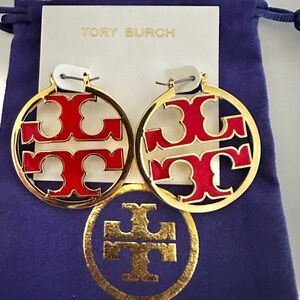 Tory Burch Gold and Red Statement Earrings